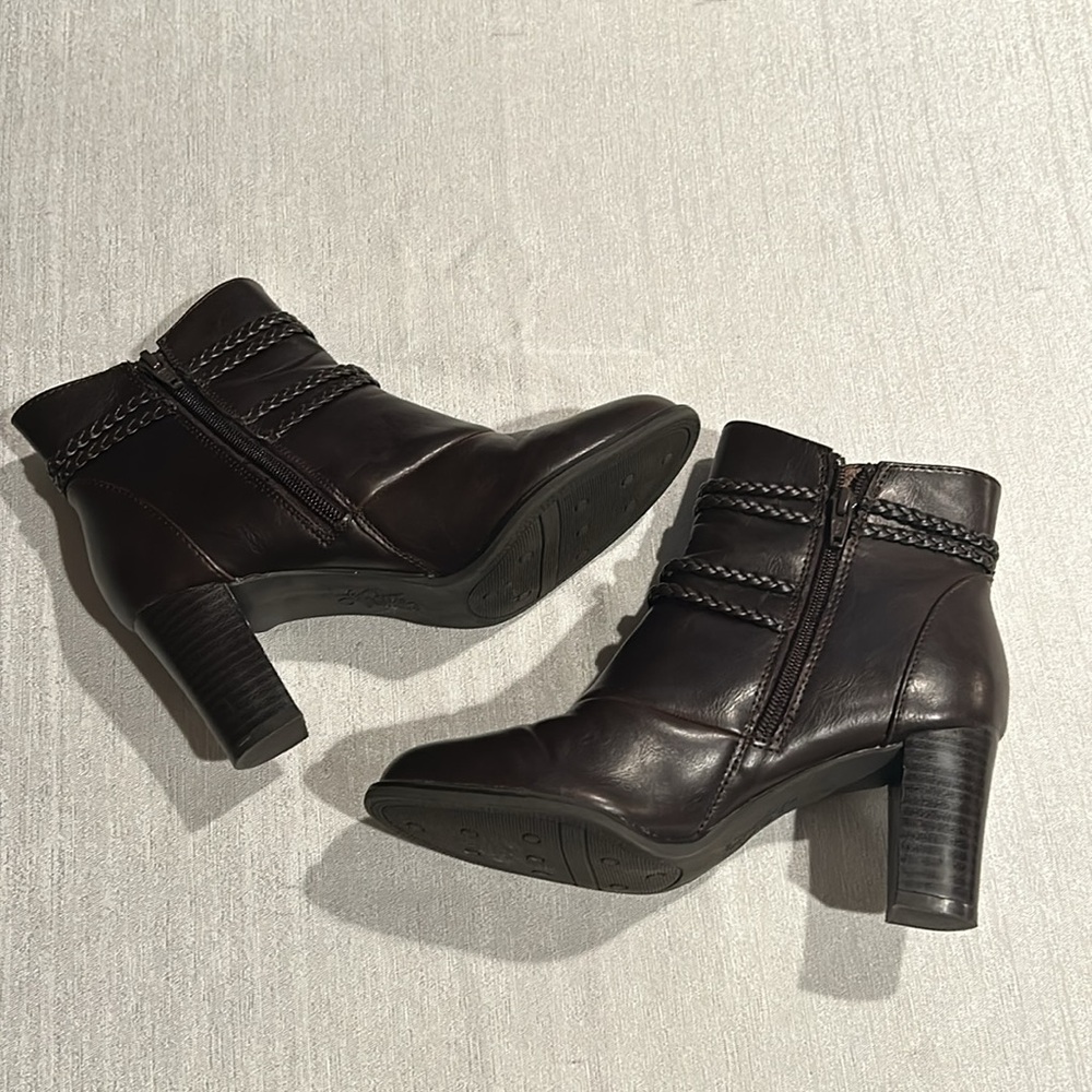 Life Stride ‘Yohanna’ Deep Dark Brown Ankle Booties Braided Trim Size 6.5 New - Picture 6 of 15